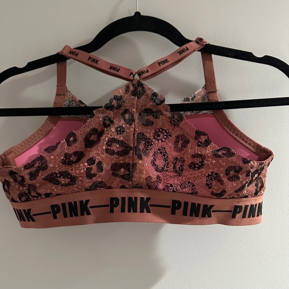 Victoria's Secret PINK Date Push-Up Bra 34D Leopard Lace Front Close Racerback - Picture 3 of 6